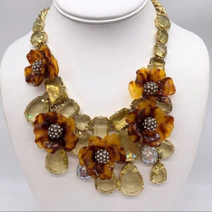 J. Crew Tortoise Flower Crystal Necklace